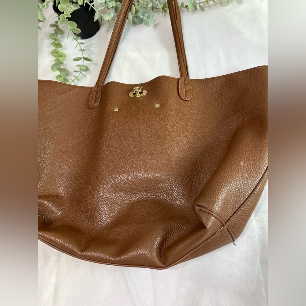 BCBG Paris Pebbled Faux Leather Tote - Brown - Picture 3 of 9